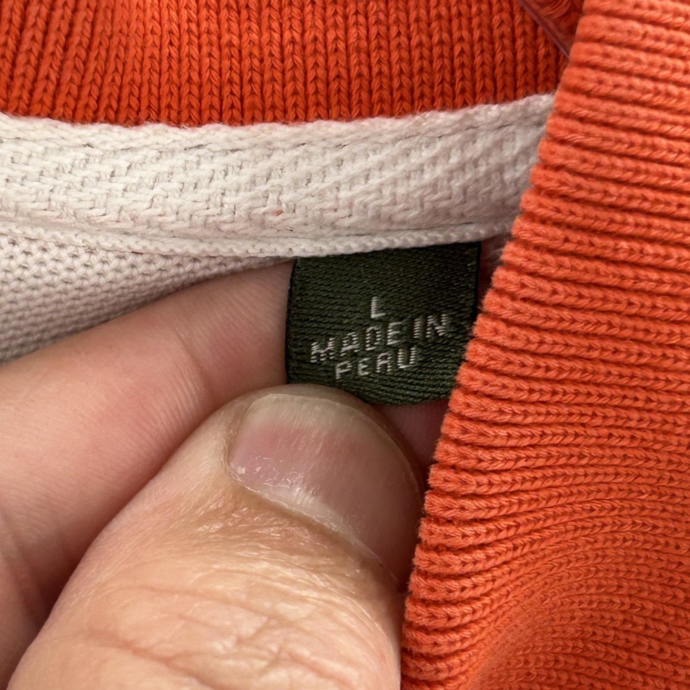 Orvis Polo Shirt Mens Large Orange Short Sleeve 100% Cotton Embroidered Logo - Picture 10 of 13